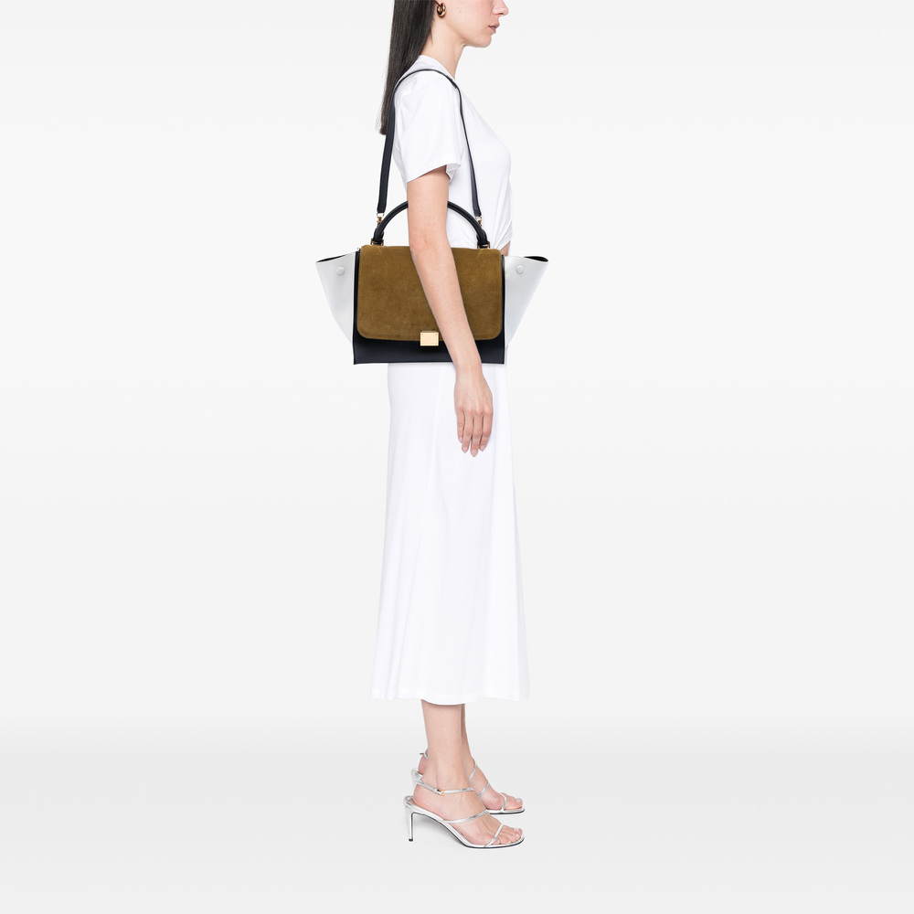 Pre-Loved Celine Medium Tricolor Calfskin and Suede Trapeze Satchel - Picture 7 of 7